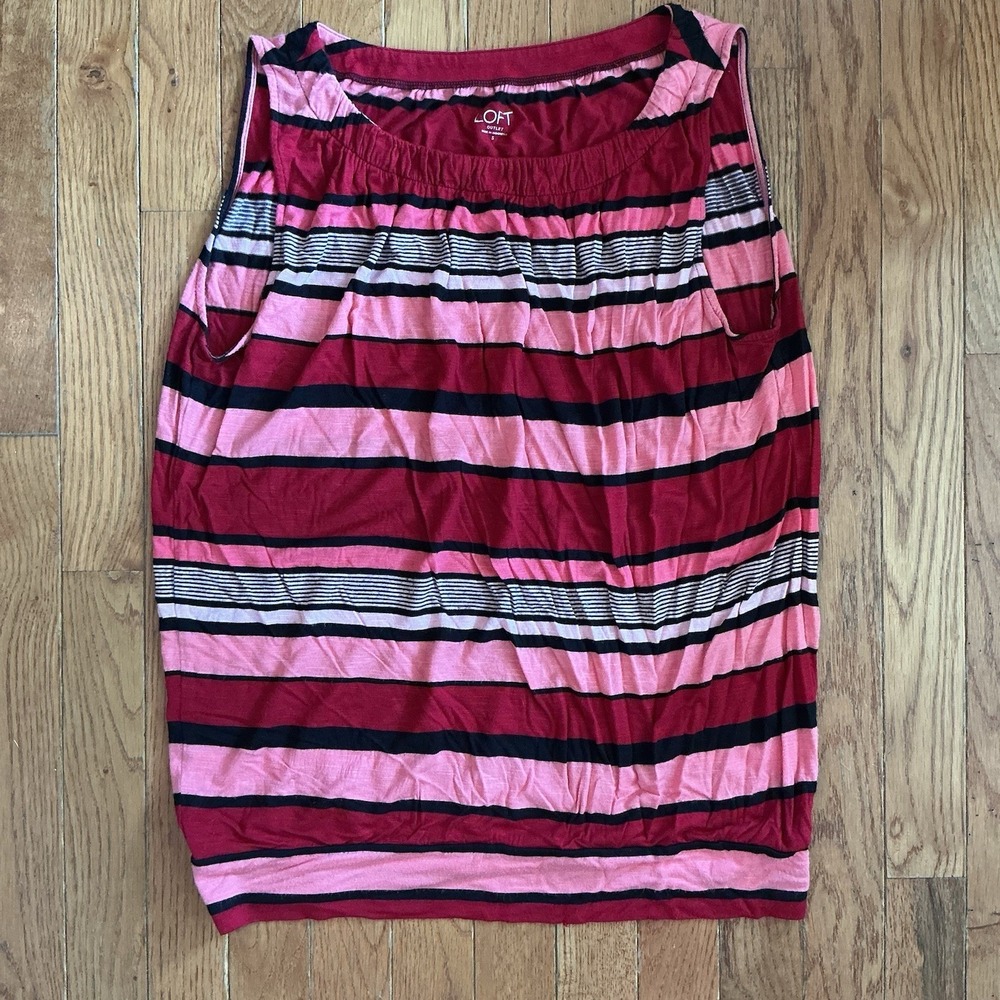 LOFT by ANN TAYLOR OUTLET Women's Striped Sleeveless Blouse Sz Small